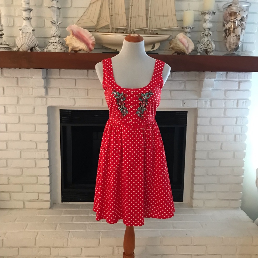 Her Universe Disney Minnie Mouse Polka Dots Babydoll Dress  Size Small Medium.